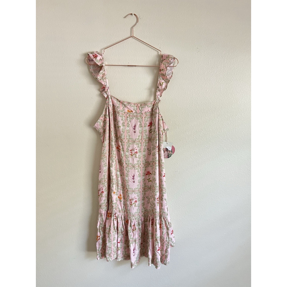 NEW Agua Bendita x Target Dainty Floral Tile Print Flutter Sleeve Mini Dress XXL